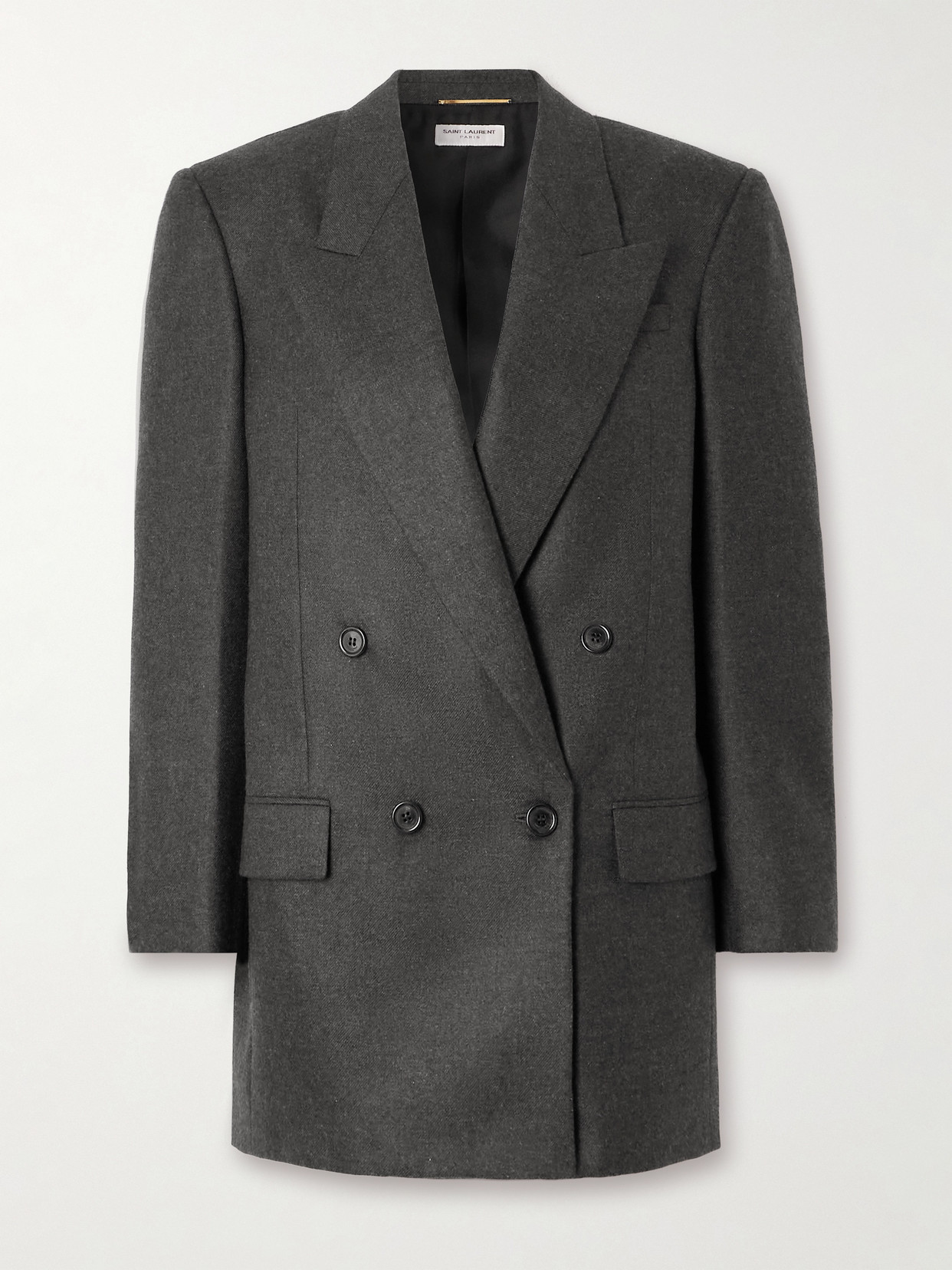 Saint Laurent Double-breasted Cashmere-twill Blazer In Gray