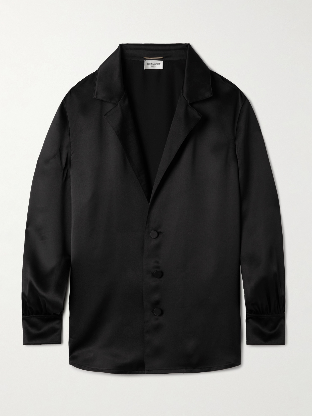 Saint Laurent Silk-satin Shirt In Black