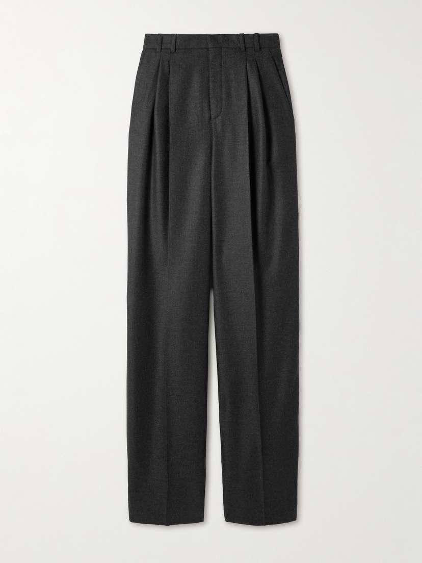 Saint Laurent Pleated Cashmere-twill Wide-leg Pants