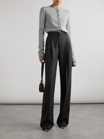 Saint Laurent Pleated cashmere-twill wide-leg pants