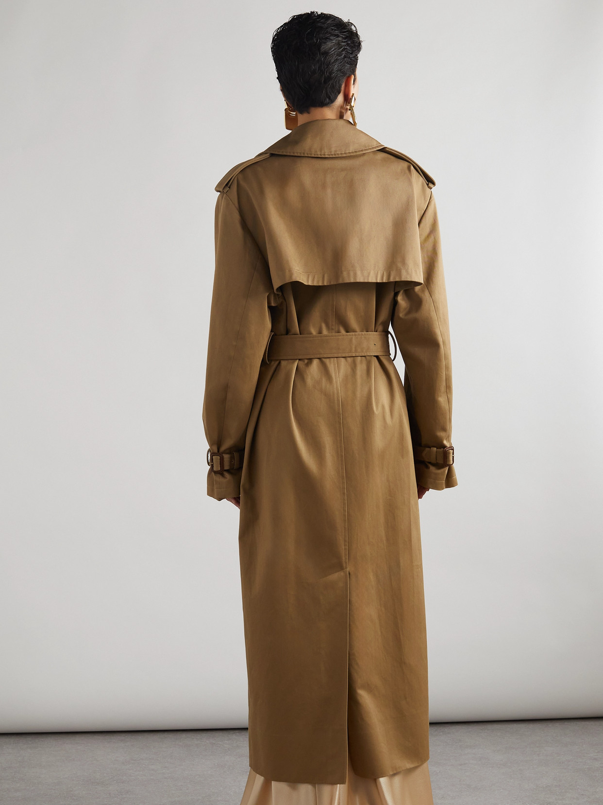 Saint Laurent Oversized Belted Cotton-twill Trench Coat In Neutrals