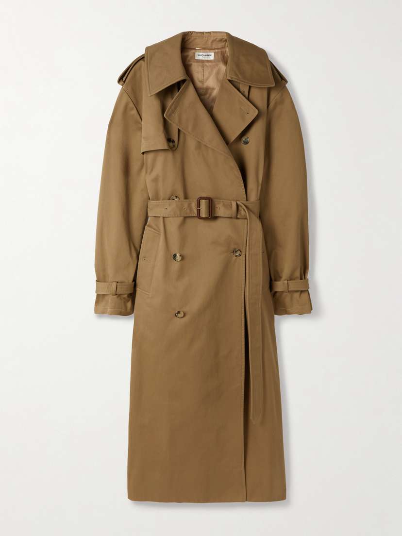 Saint Laurent Oversized Belted Cotton-twill Trench Coat