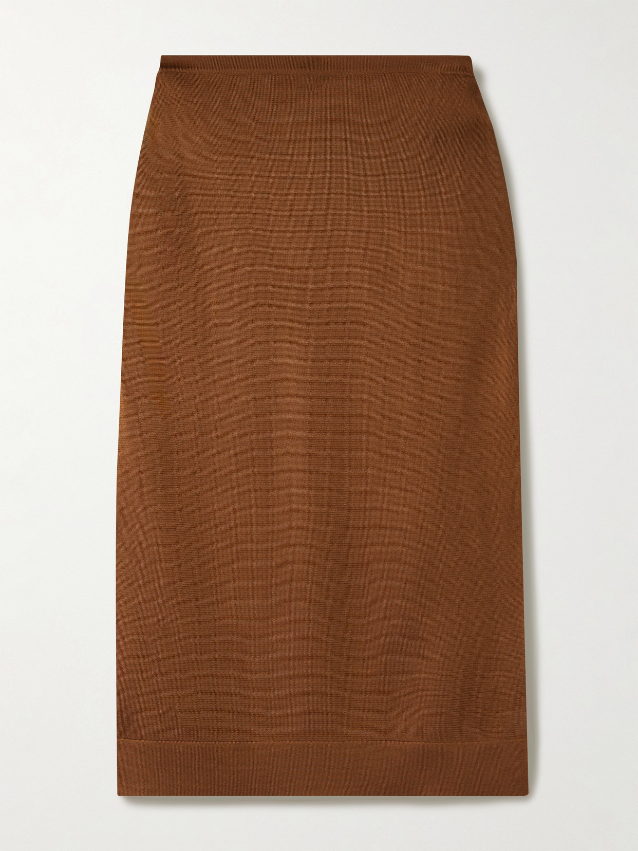 Saint Laurent Satin-jersey Midi Skirt In Brown
