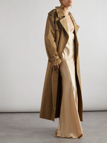 Saint Laurent Open-back paneled silk-satin gown