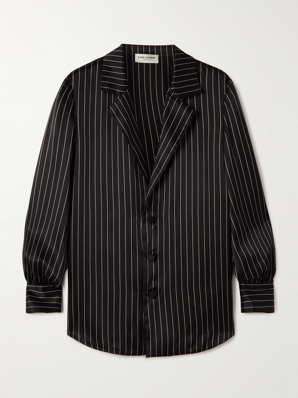 SAINT LAURENT - Striped Silk-satin Shirt - Black