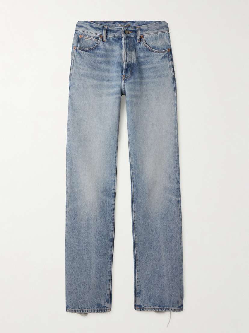 Saint Laurent Nico Distressed Mid-rise Straight-leg Jeans