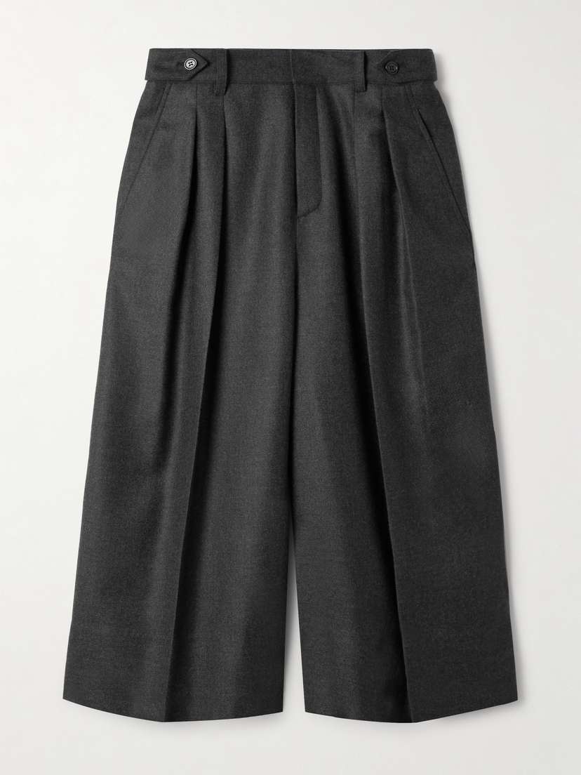 Saint Laurent Flared Pleated Cashmere Shorts