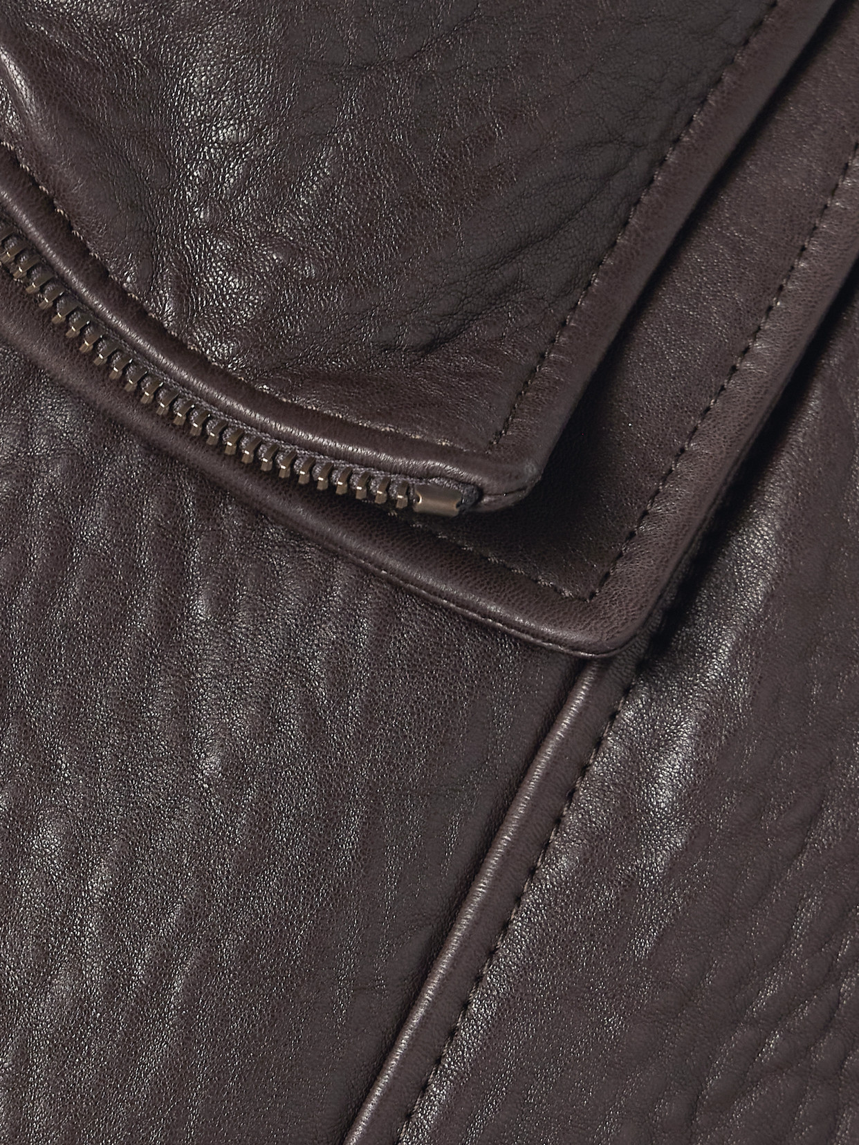 Saint Laurent Oversized Textured-leather Jacket In Brown