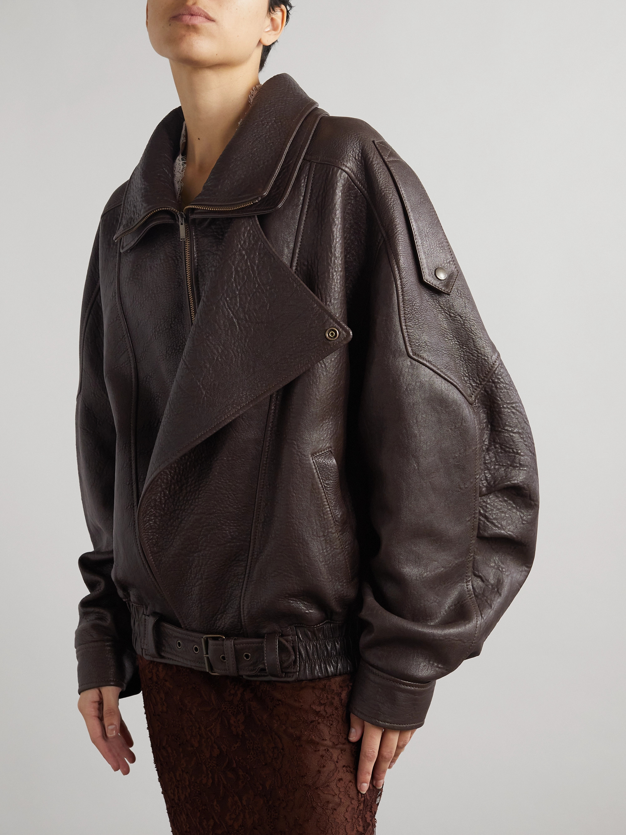 Saint Laurent - Oversized textured-leather jacket | Plush