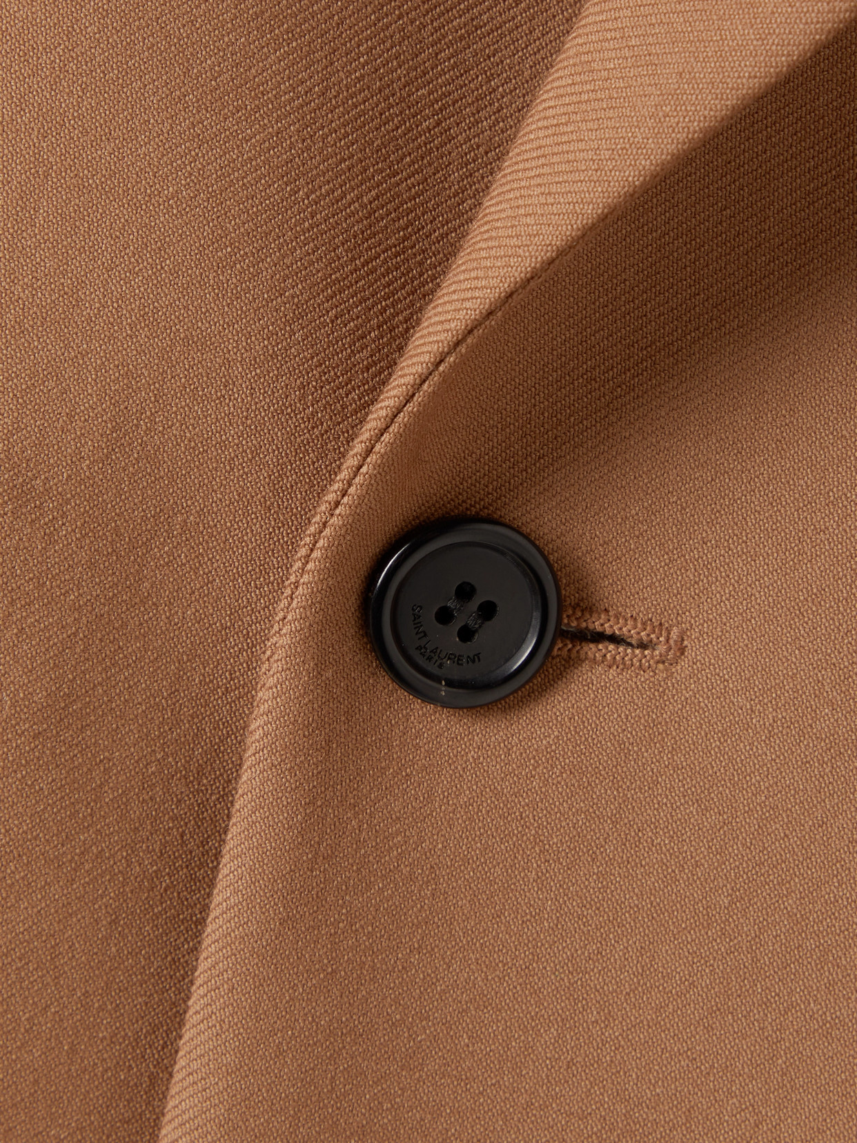 Saint Laurent Double-breasted Wool-gabardine Blazer In Brown