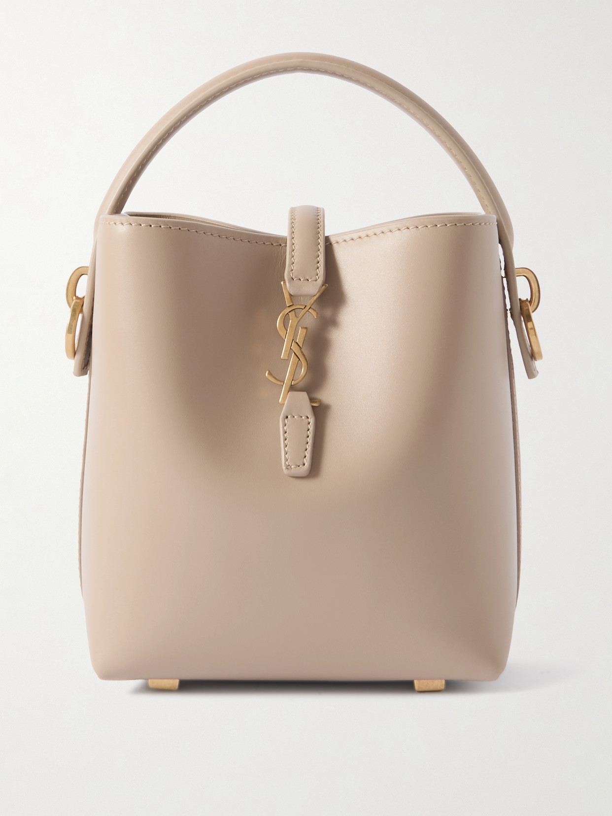 Saint Laurent Le 37 Mini Leather Bucket Bag In Neutrals