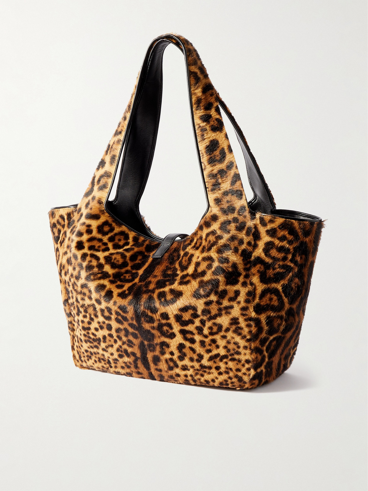 Saint Laurent Bea Ysl Leopard-print Tote Bag In Calf Hair And Leather In Animal Print