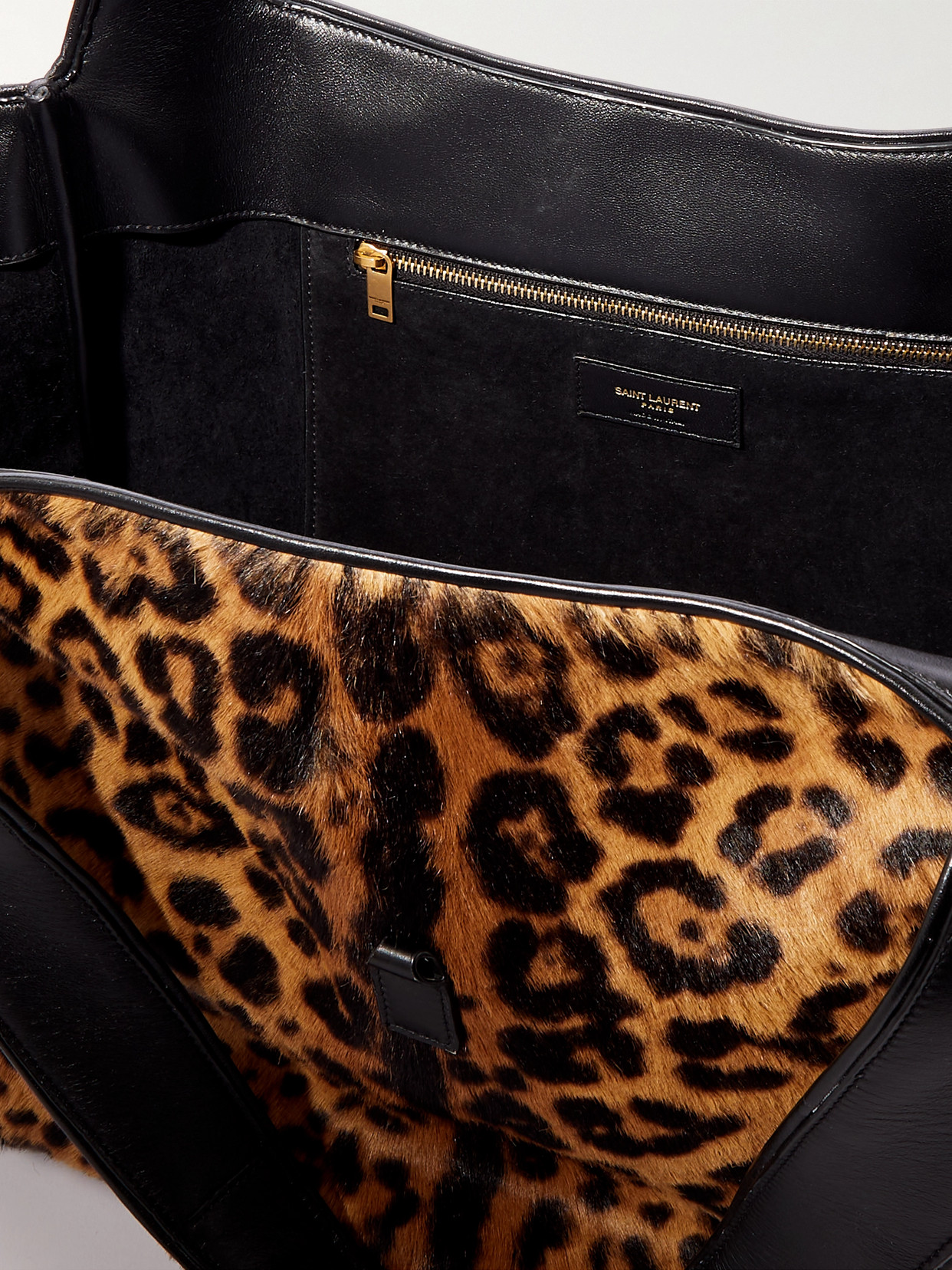 Saint Laurent Bea Ysl Leopard-print Tote Bag In Calf Hair And Leather In Animal Print