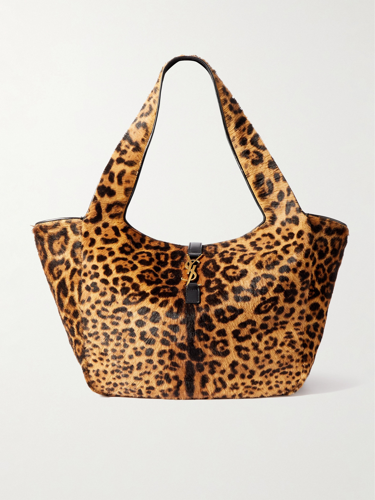 Saint Laurent Bea Ysl Leopard-print Tote Bag In Calf Hair And Leather In Animal Print