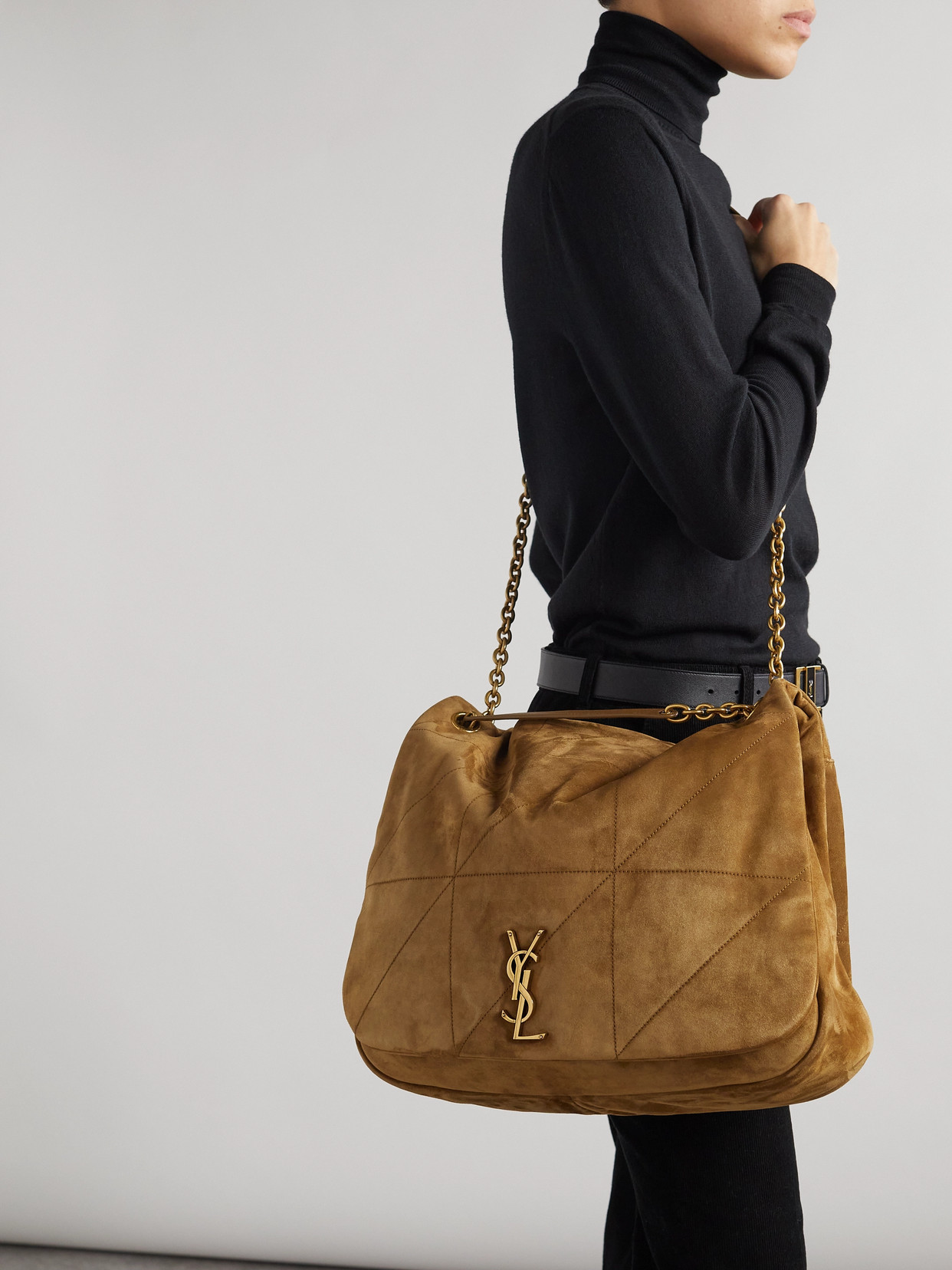 Saint Laurent Jamie 4.3 Medium Quilted Suede Shoulder Bag In Brown