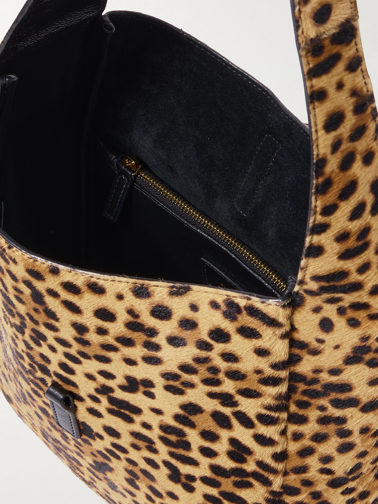 Saint Laurent Le 5 A 7 Small Ysl Hobo Bag In Leopard-print Calf Hair In Animal Print