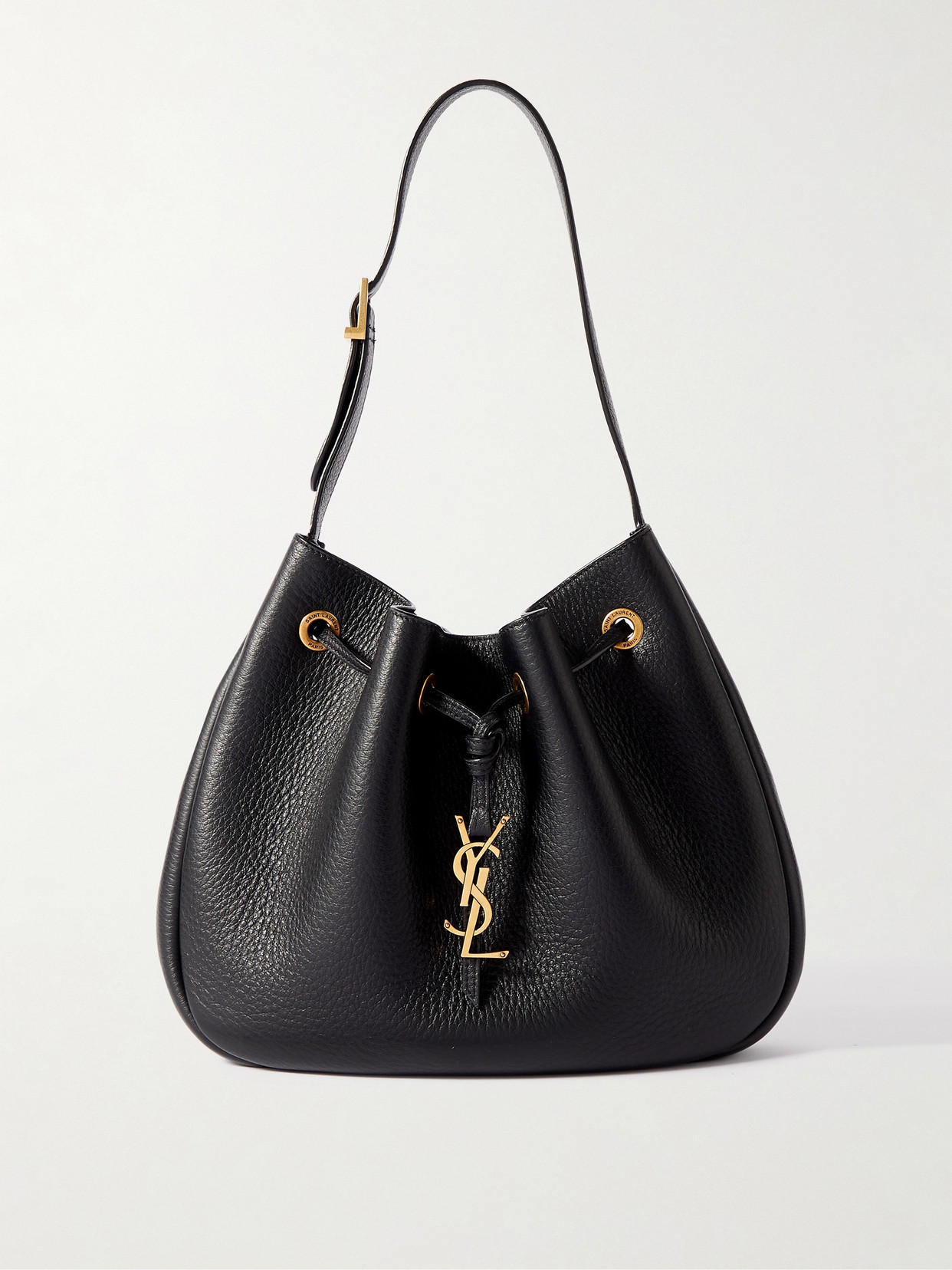 Saint Laurent Paris Vii Small Embellished Textured-leather Shoulder Bag In Black