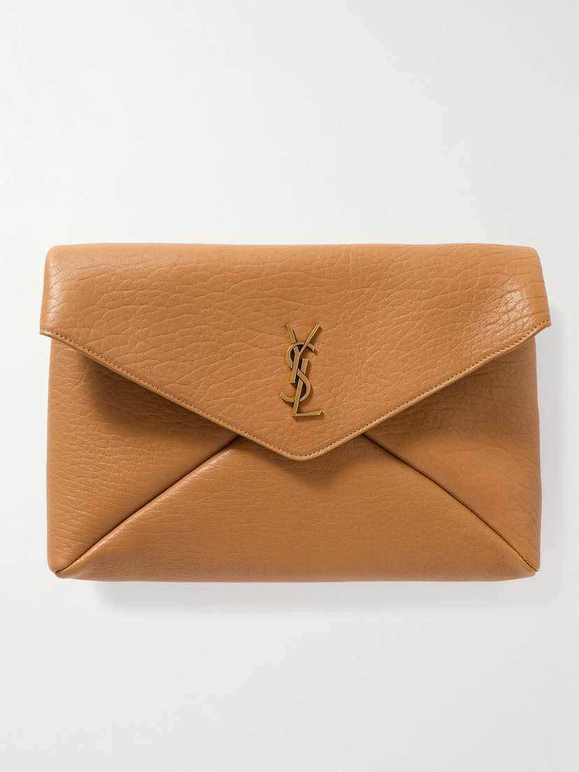 Saint Laurent Cassandre Large Textured-leather Clutch
