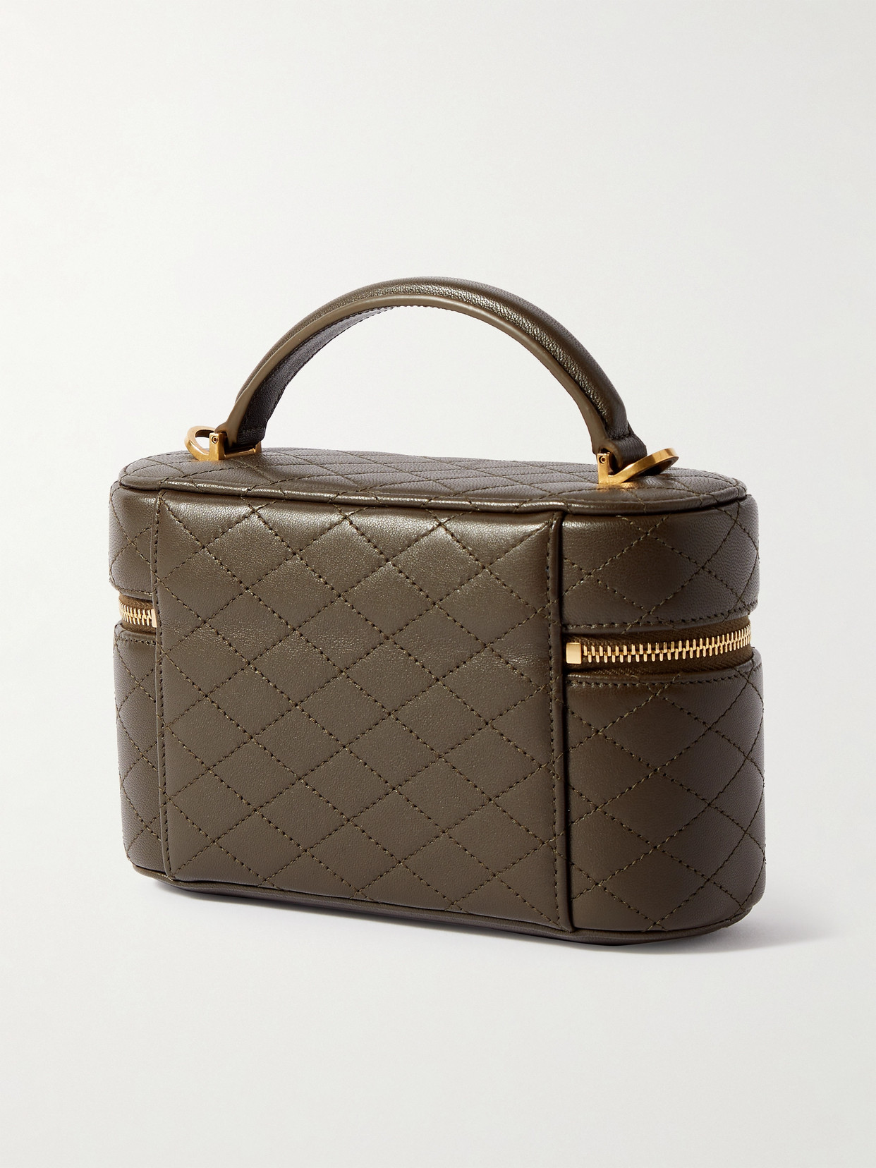 Saint Laurent Gaby Vanity Mini Quilted Leather Shoulder Bag In Green