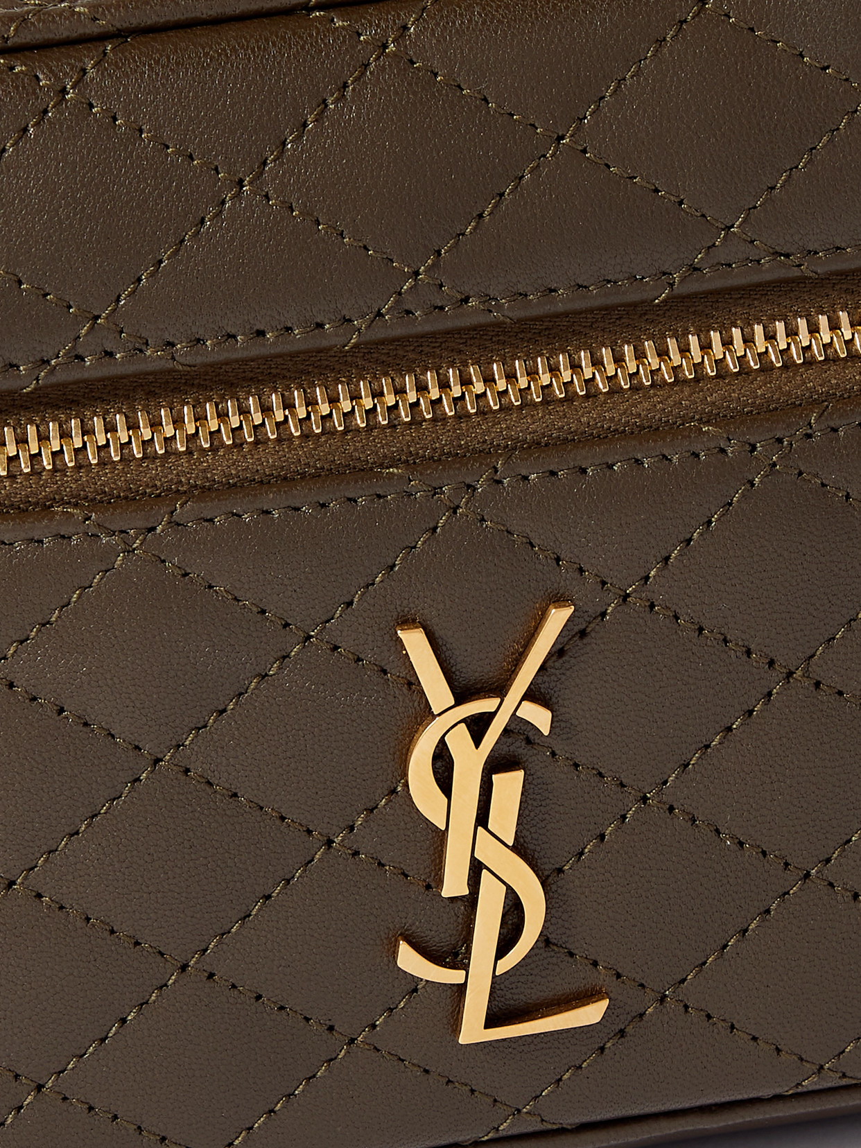 Saint Laurent Gaby Vanity Mini Quilted Leather Shoulder Bag In Green