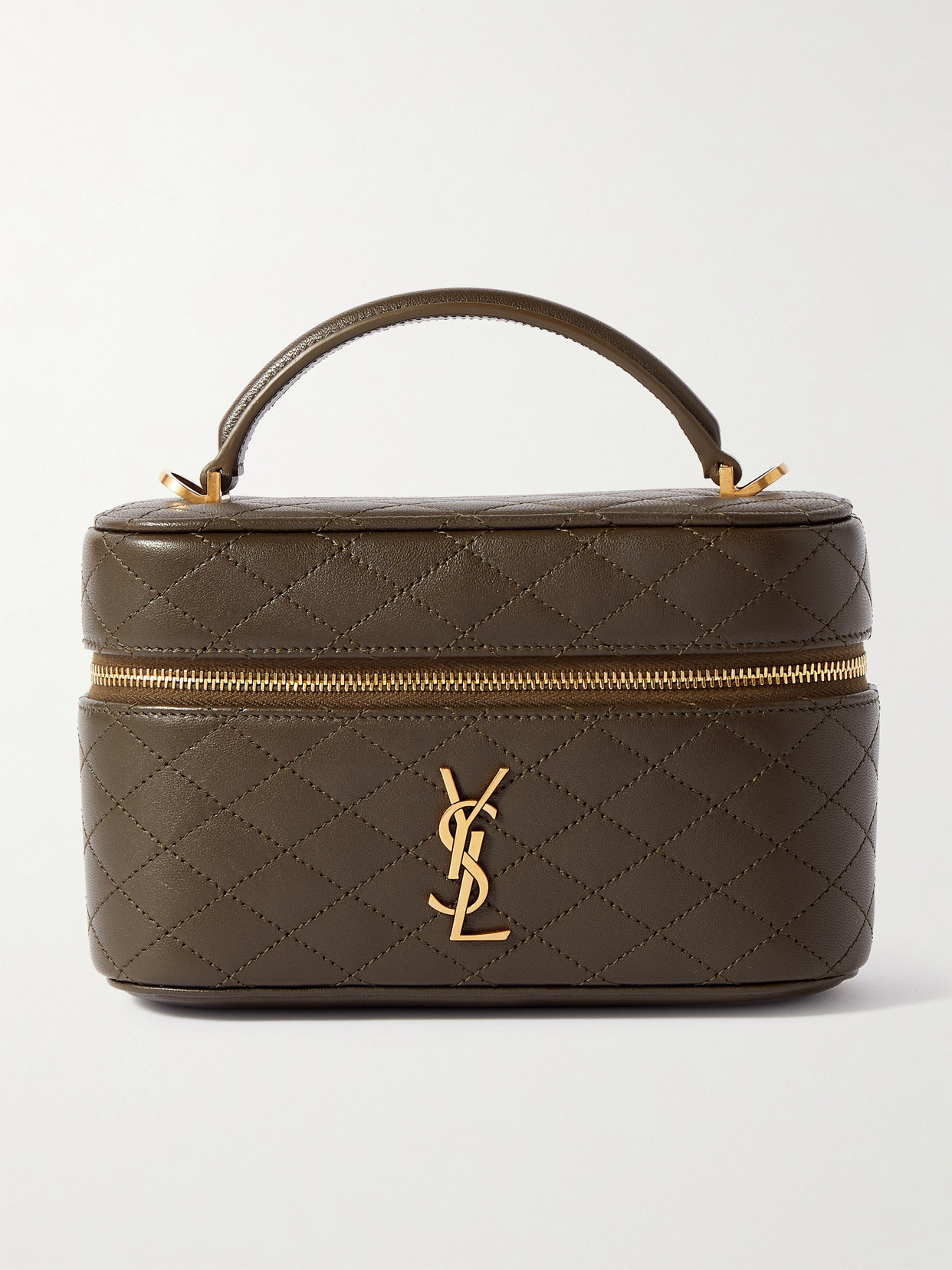 Saint Laurent Gaby Vanity Mini Quilted Leather Shoulder Bag In Green