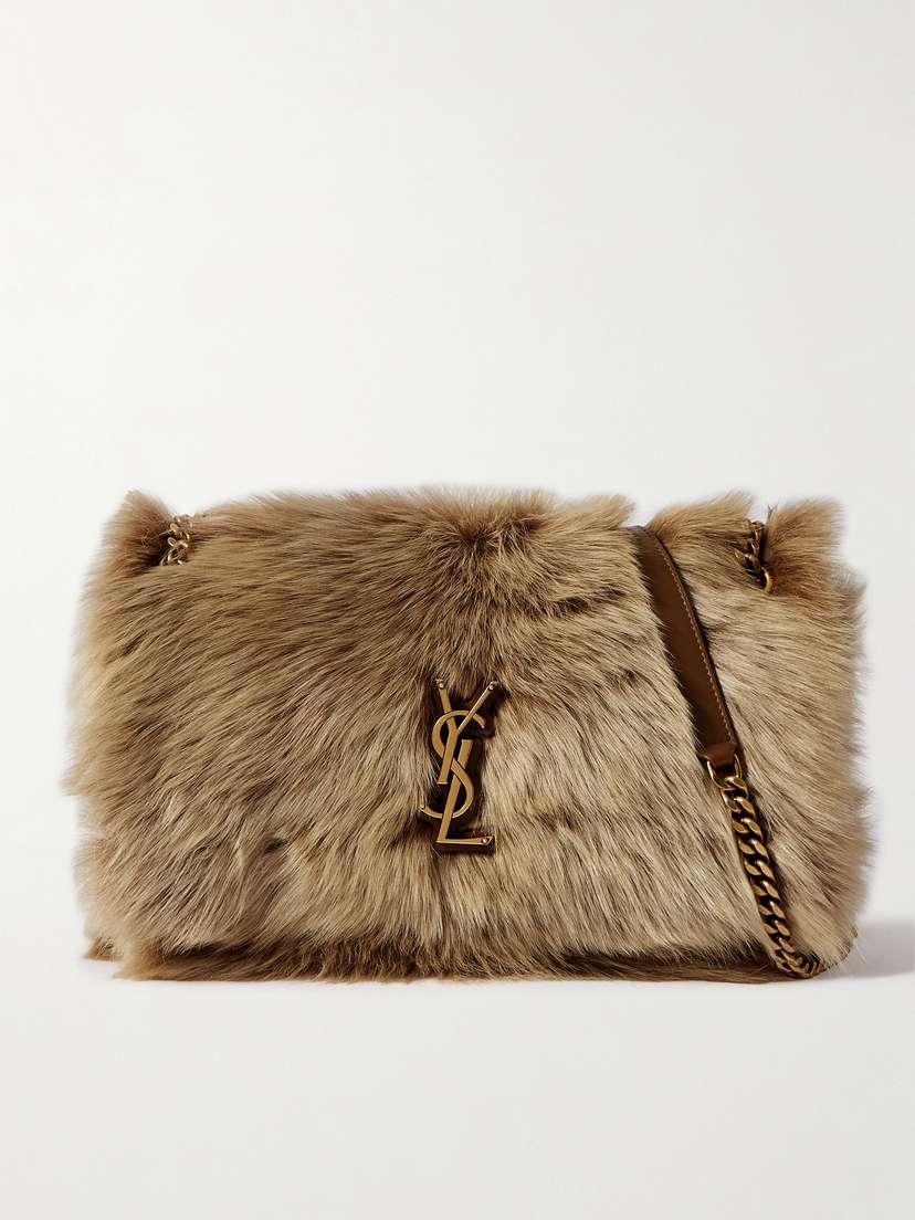 Saint Laurent Niki Large Leather-trimmed Shearling Shoulder Bag