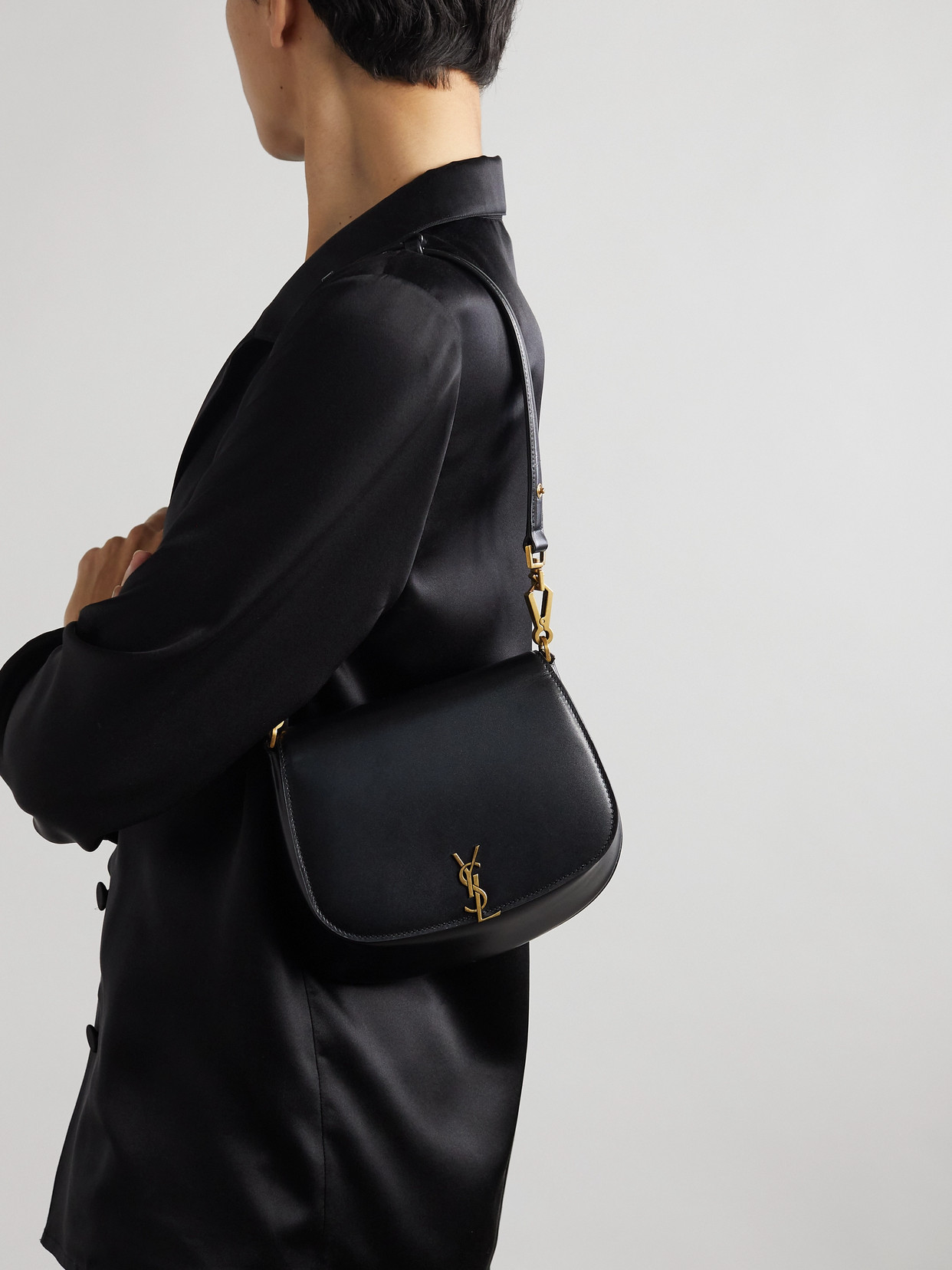 Saint Laurent Nola Mini Leather Shoulder Bag In Black