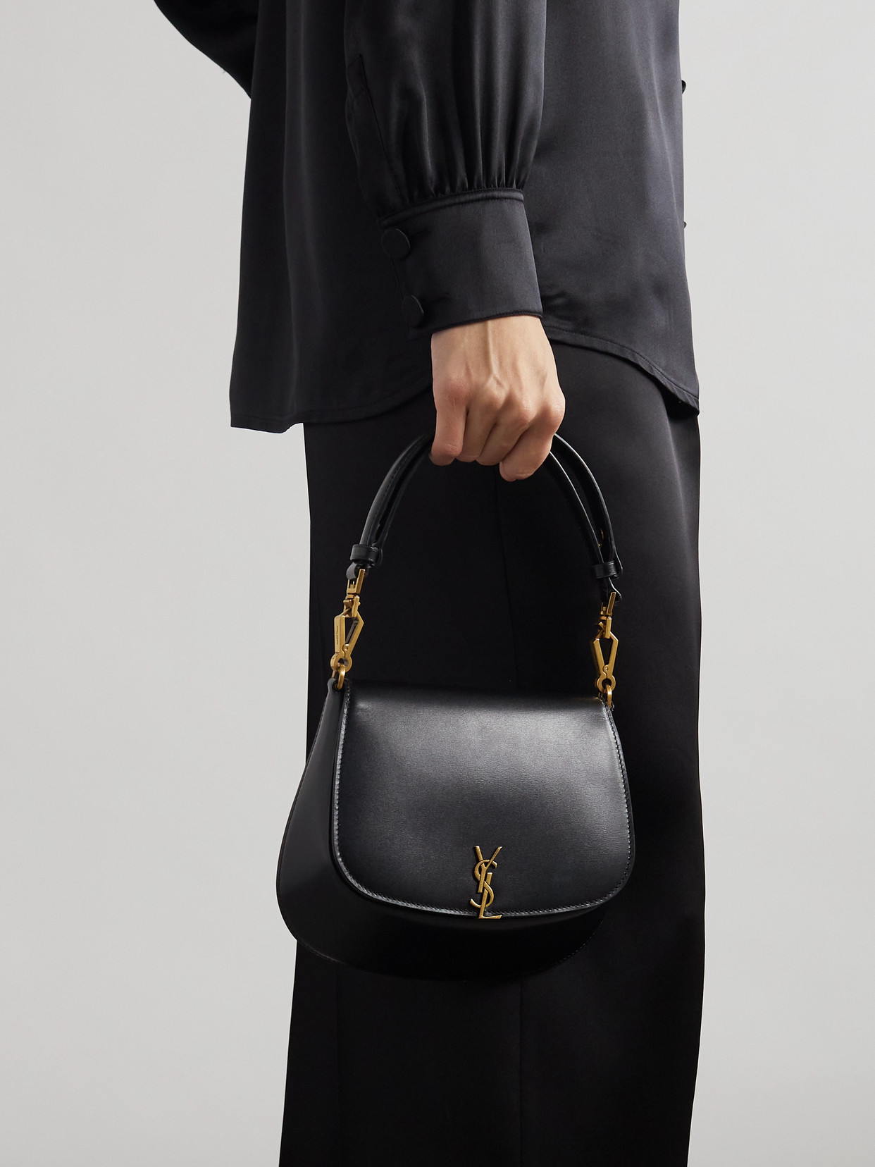 Saint Laurent Nola Mini Leather Shoulder Bag In Black
