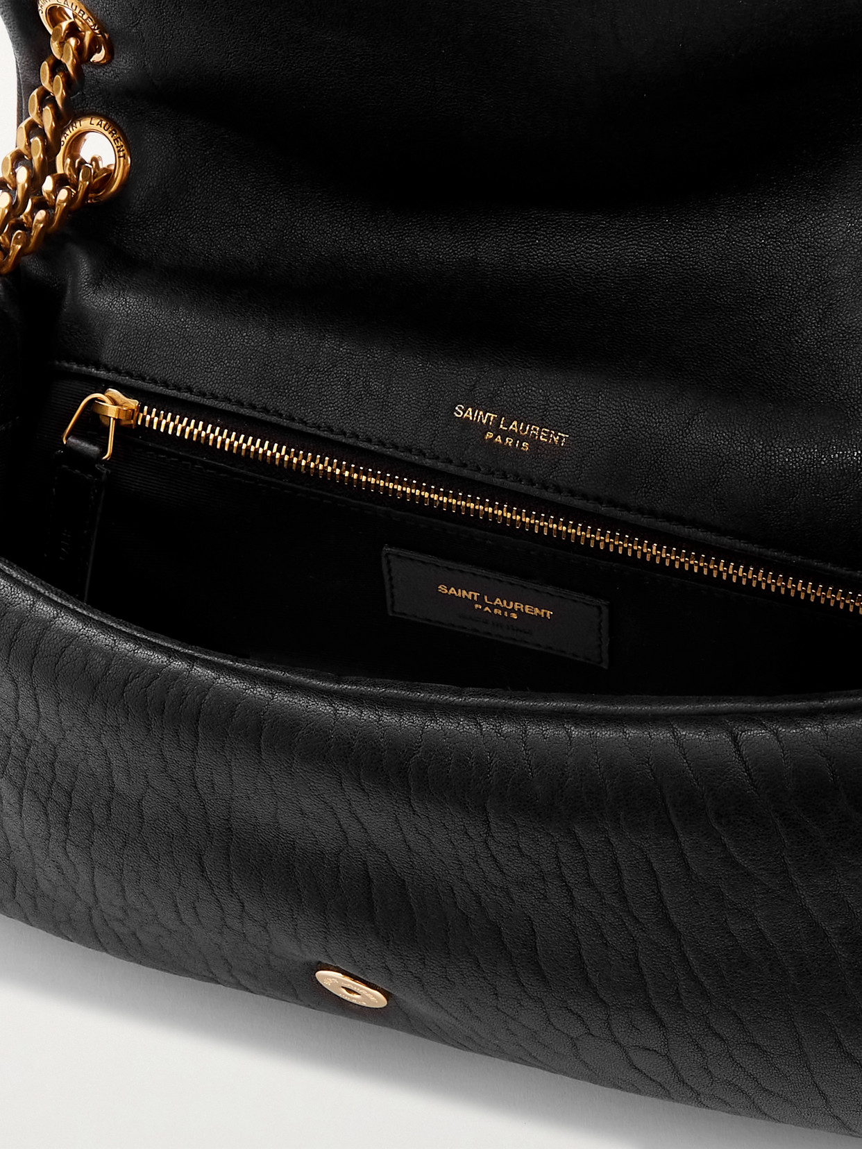 Saint Laurent Calypso Medium Padded Textured-leather Shoulder Bag In Black