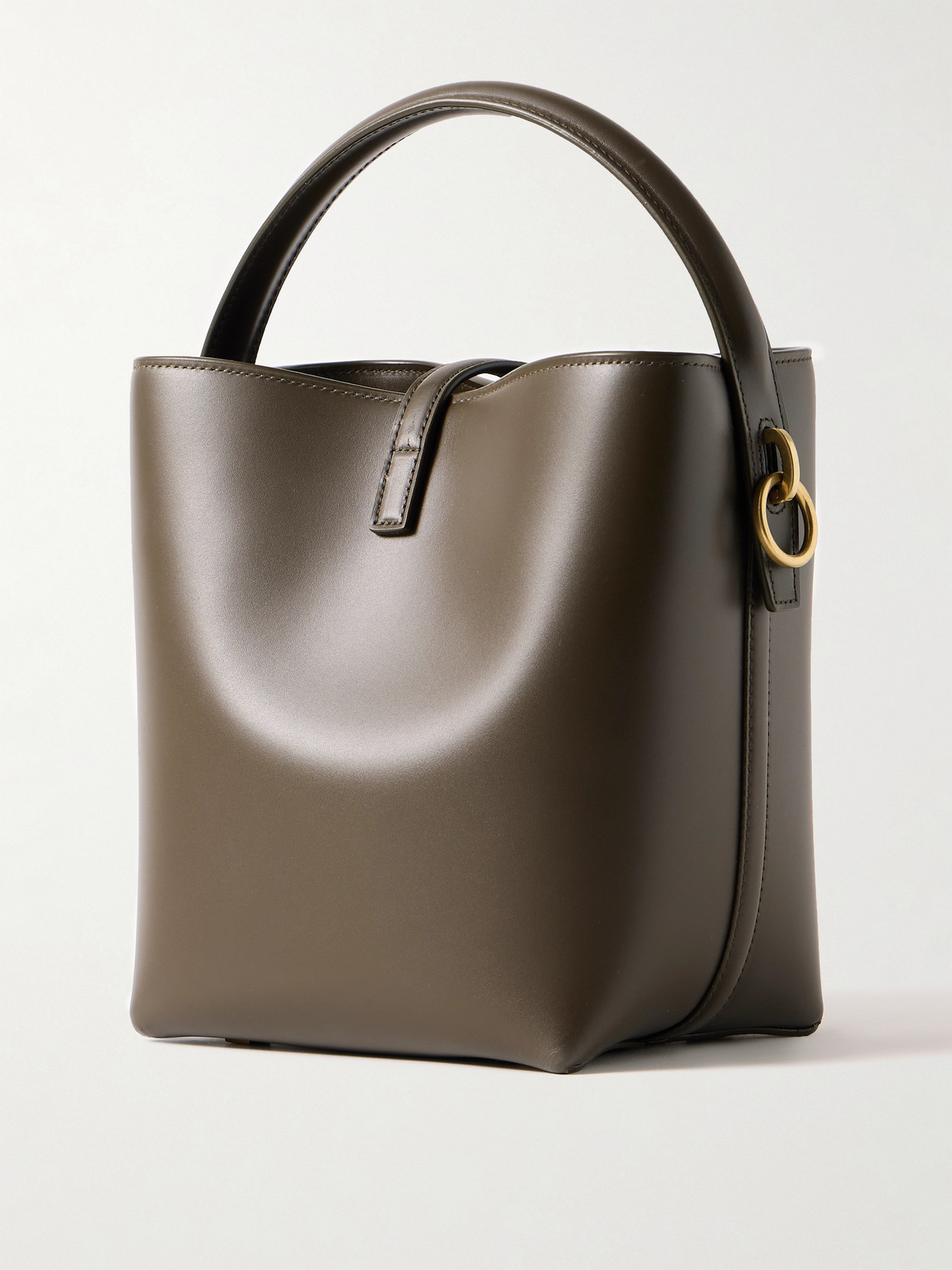 Saint Laurent Le 37 Small Leather Bucket Bag In Green