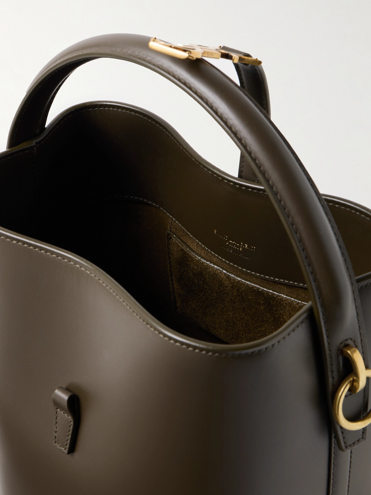 Saint Laurent Le 37 Small Leather Bucket Bag In Green