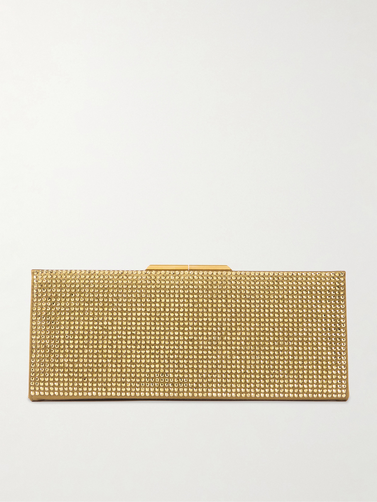 Saint Laurent Midnight Crystal-embellished Satin Clutch In