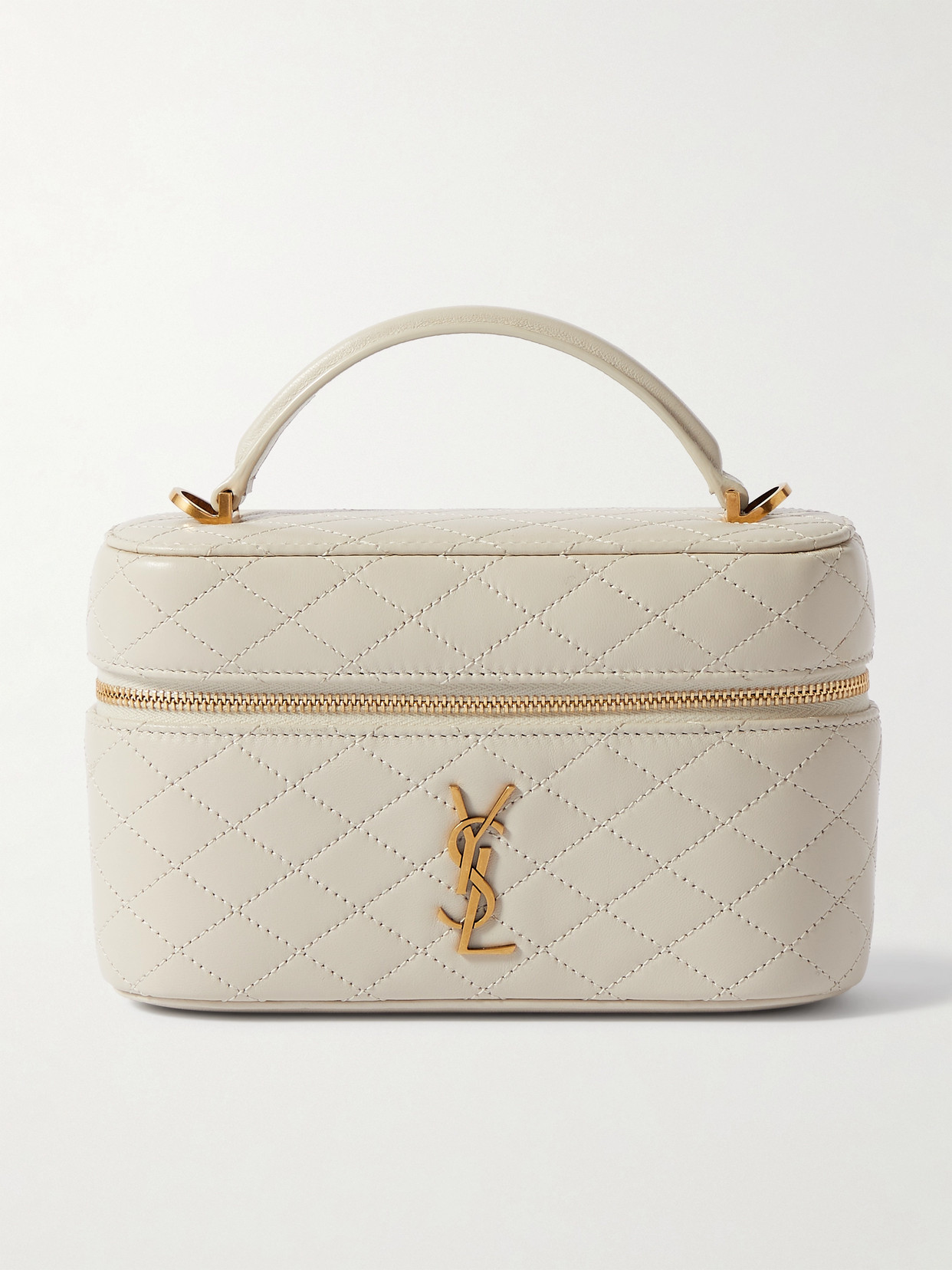 Saint Laurent Gaby Vanity Leather Shoulder Bag In Off-white
