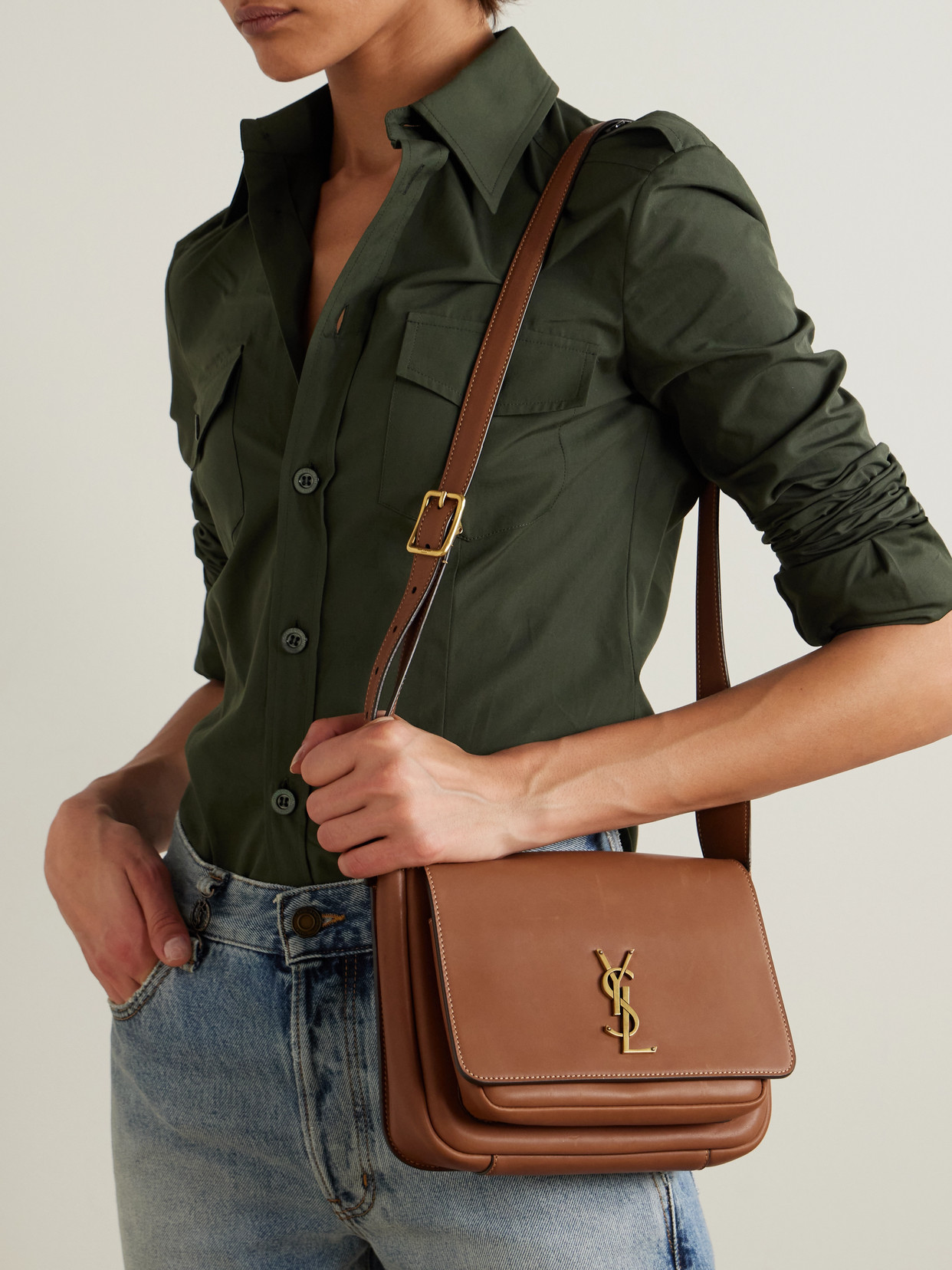 Saint Laurent Niki Leather Shoulder Bag In Red