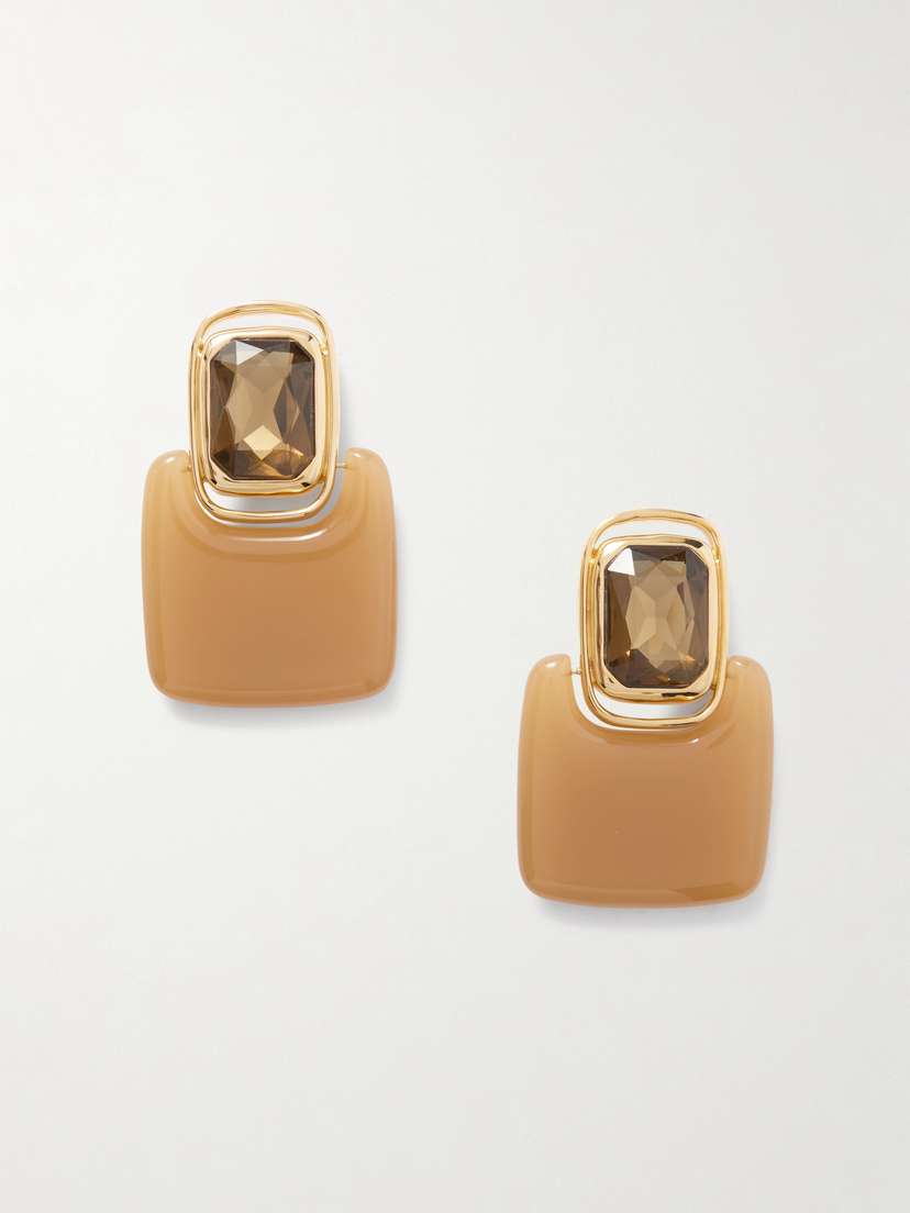 Saint Laurent Gold-tone, Crystal And Resin Clip Earrings