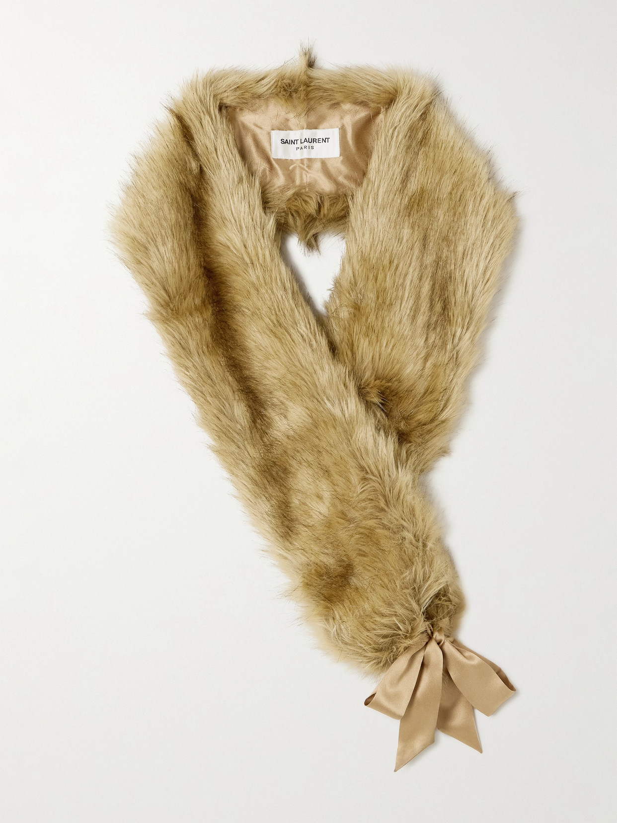 Saint Laurent Faux Fur Scarf In Brown