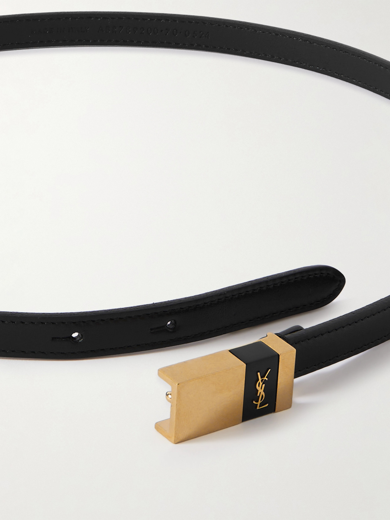 Saint Laurent Cassandre Leather Belt In Black