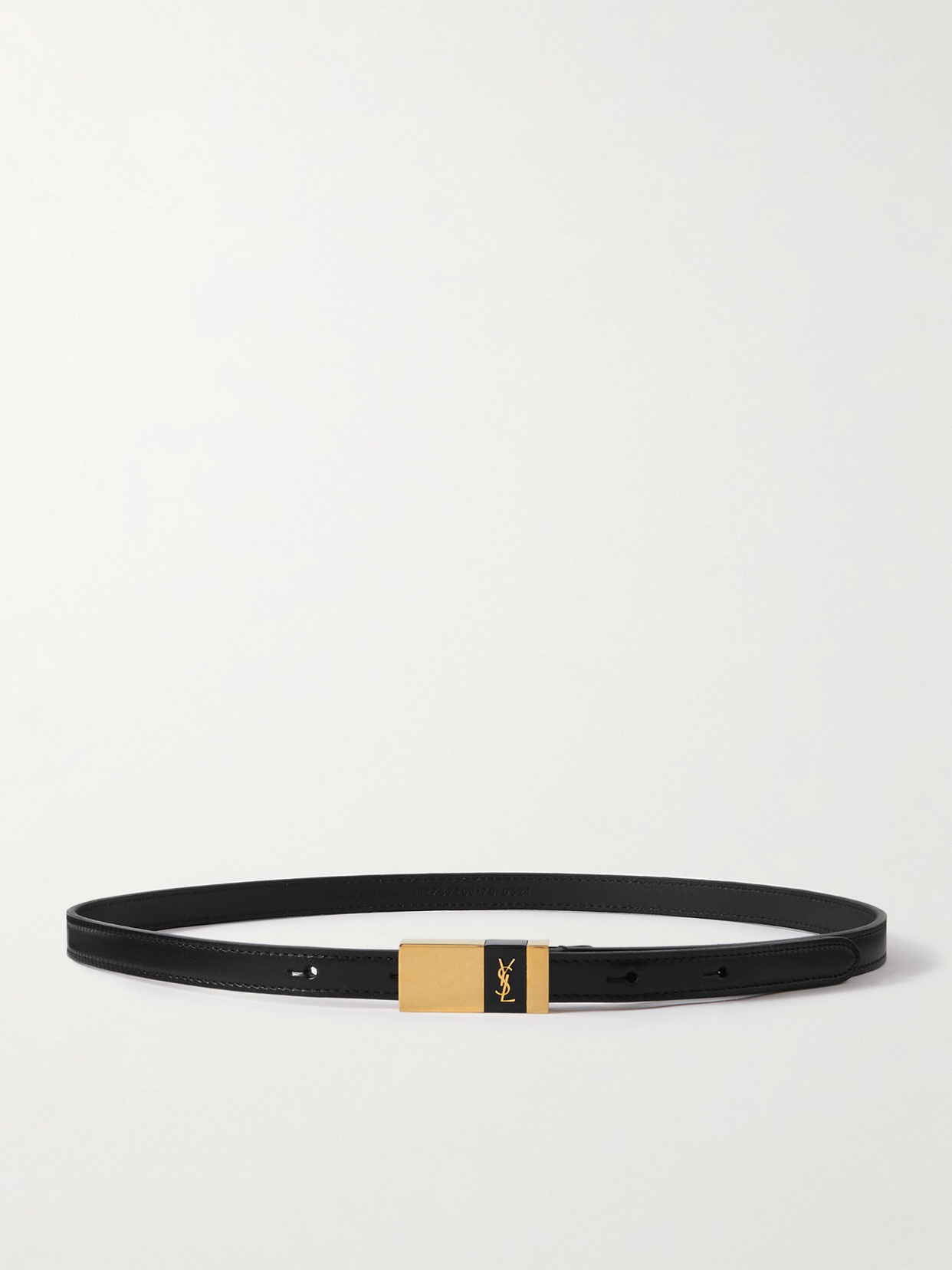 Saint Laurent Cassandre Leather Belt In Black