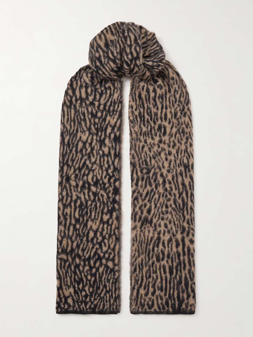 Saint Laurent Animalier Leopard-print Brushed Mohair-blend Scarf