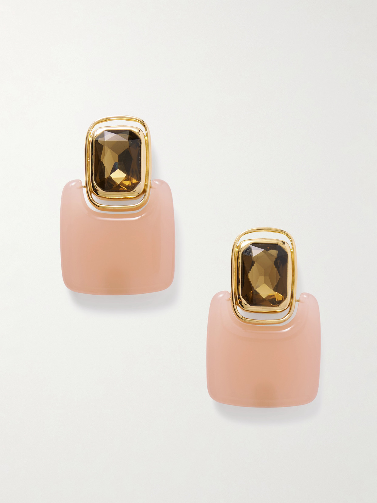 Saint Laurent Gold-tone, Crystal And Resin Clip Earrings In Pink