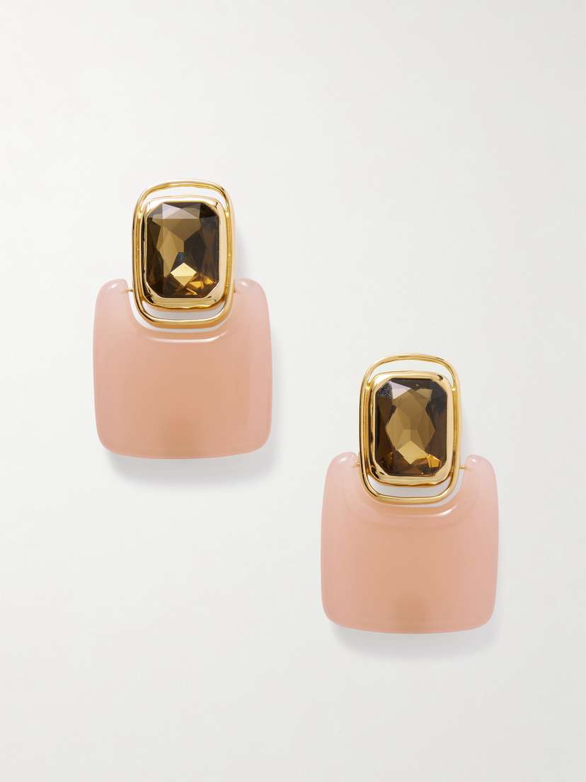 Saint Laurent Gold-tone, Crystal And Resin Clip Earrings