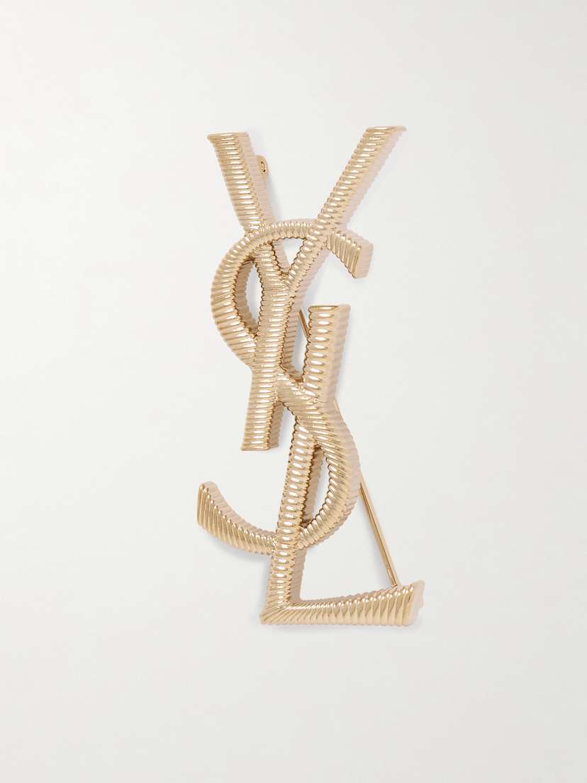 Saint Laurent Cassandre Gold-tone Brooch