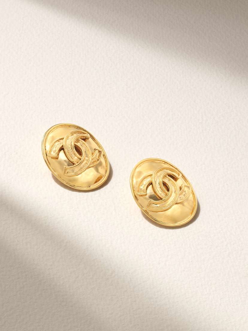 Vintage Chanel plated Clip Earrings