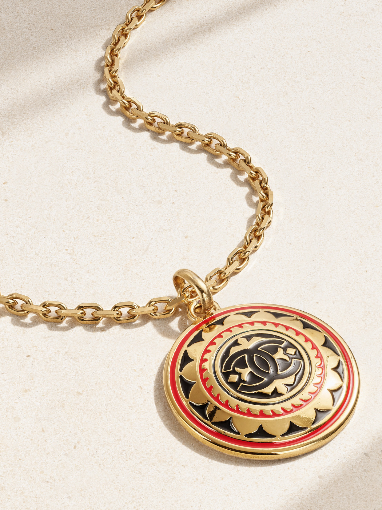 Vintage Chanel Gold-plated And Enamel Necklace