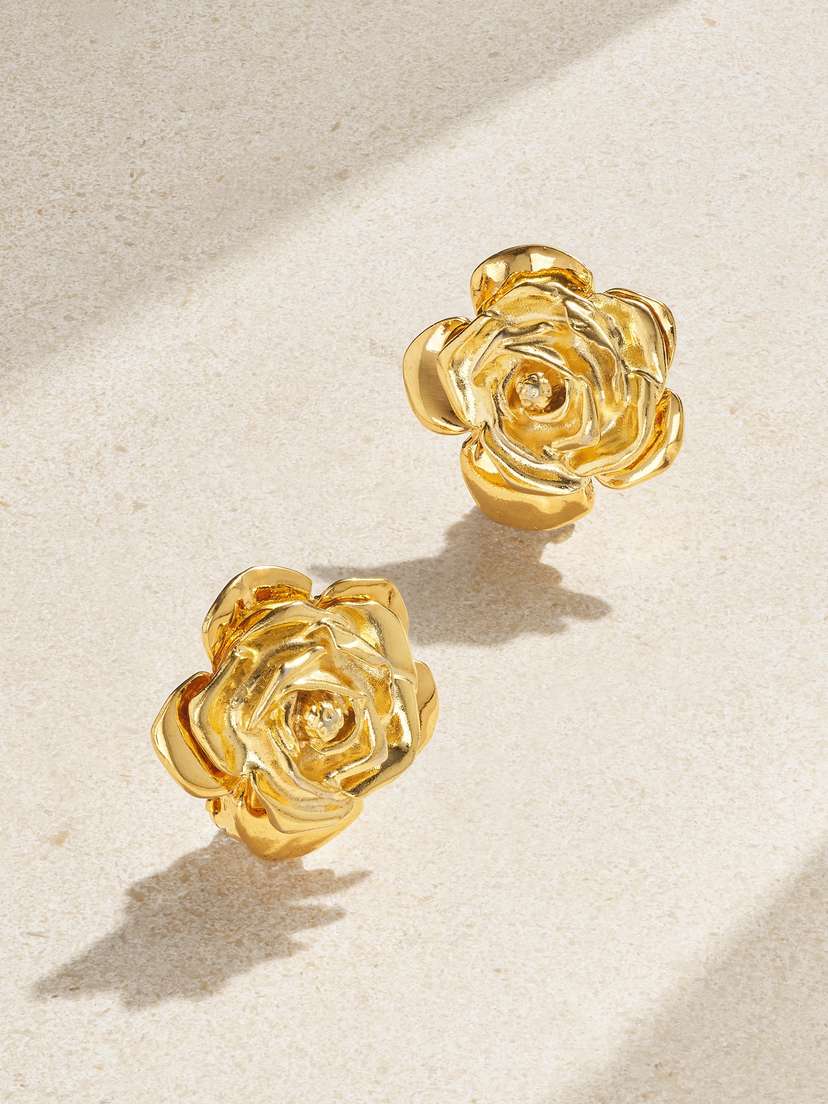 Susan Caplan Vintage Yves Saint Laurent Gold-plated Clip Earrings