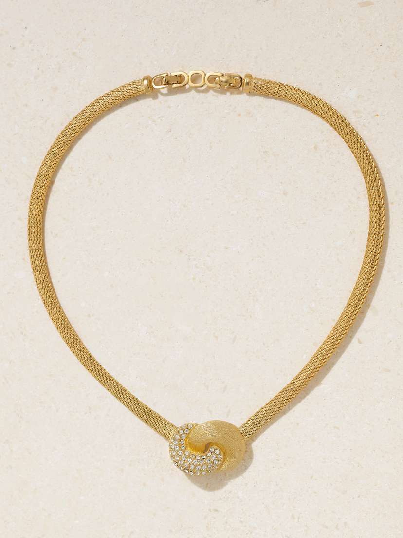 Susan Caplan Vintage Christian Dior Gold-plated Swarovski Crystal Necklace