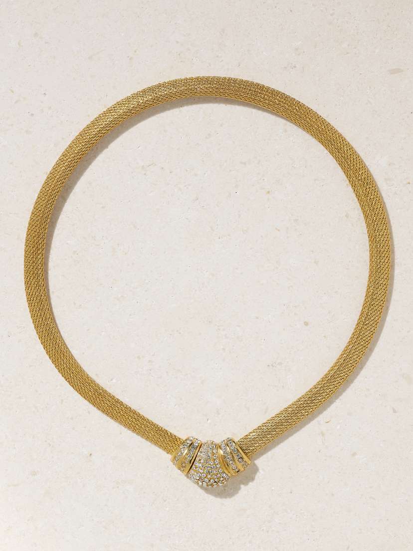 Susan Caplan Vintage Christian Dior Gold-plated Swarovski Crystal Necklace