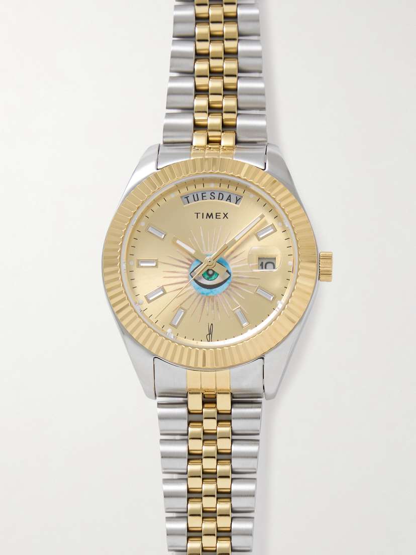 Jacquie Aiche + Timex Legacy Good Karma 36mm Gold And Silver-plated Watch