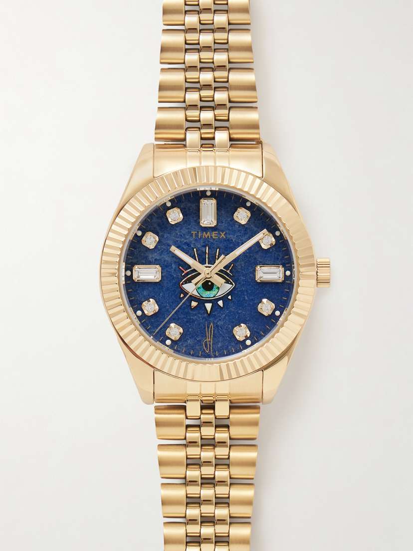 Jacquie Aiche + Timex 36mm Gold-tone Stainless Steel, Aventurine And Crystal Watch
