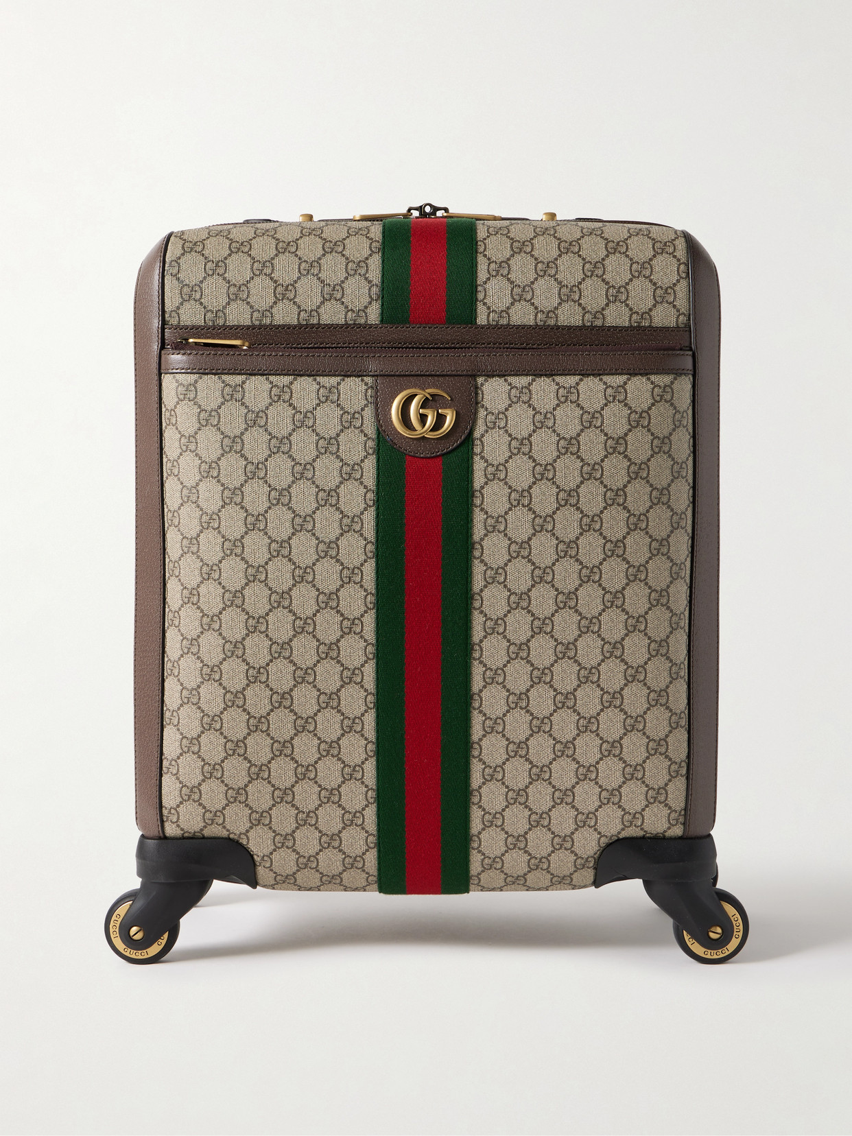 Gucci - Savoy Leather-trimmed Printed Coated-canvas Suitcase - Brown